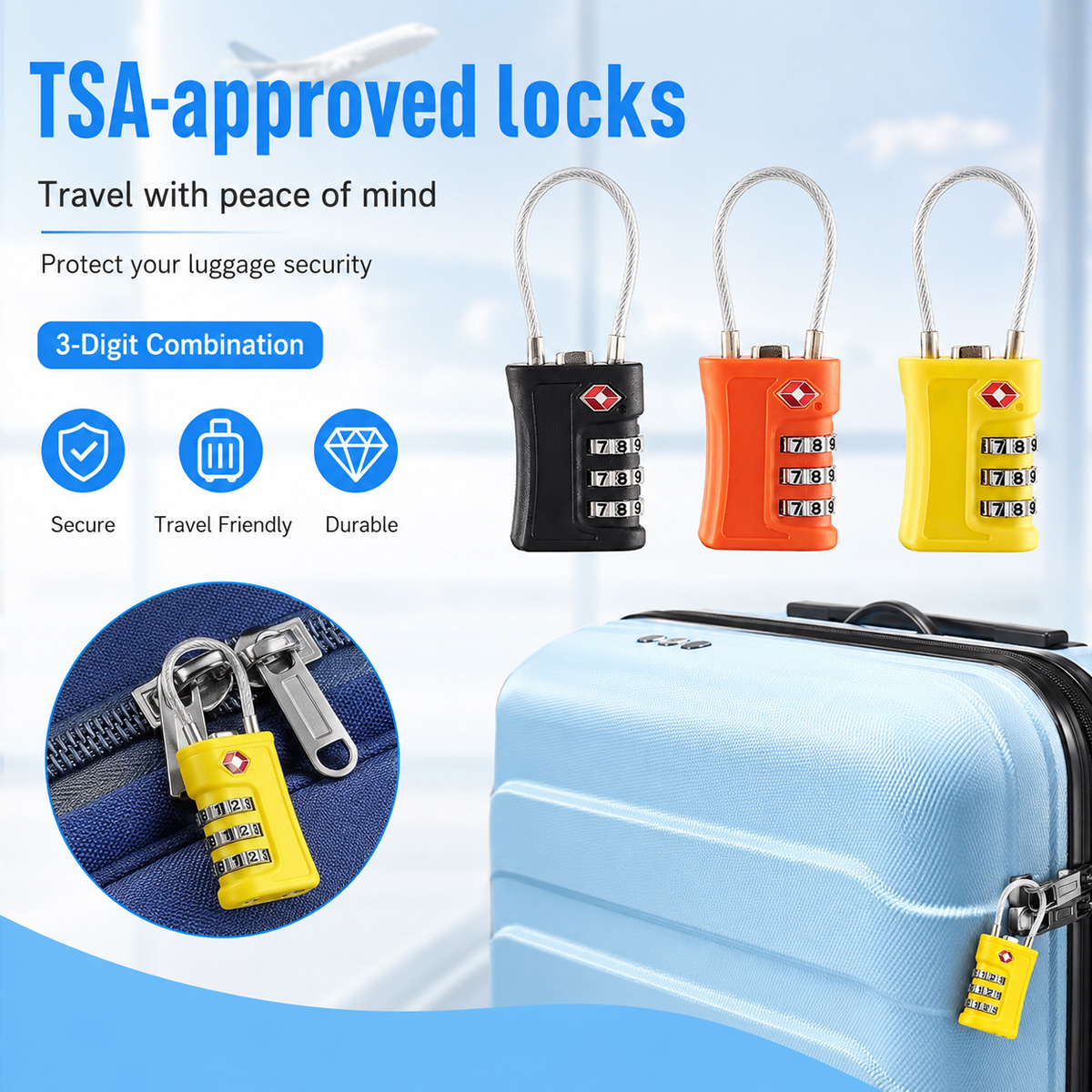 Travel Backpack Anti Theft - TSA Onaylı Bagaj Kilidi 3 Haneli