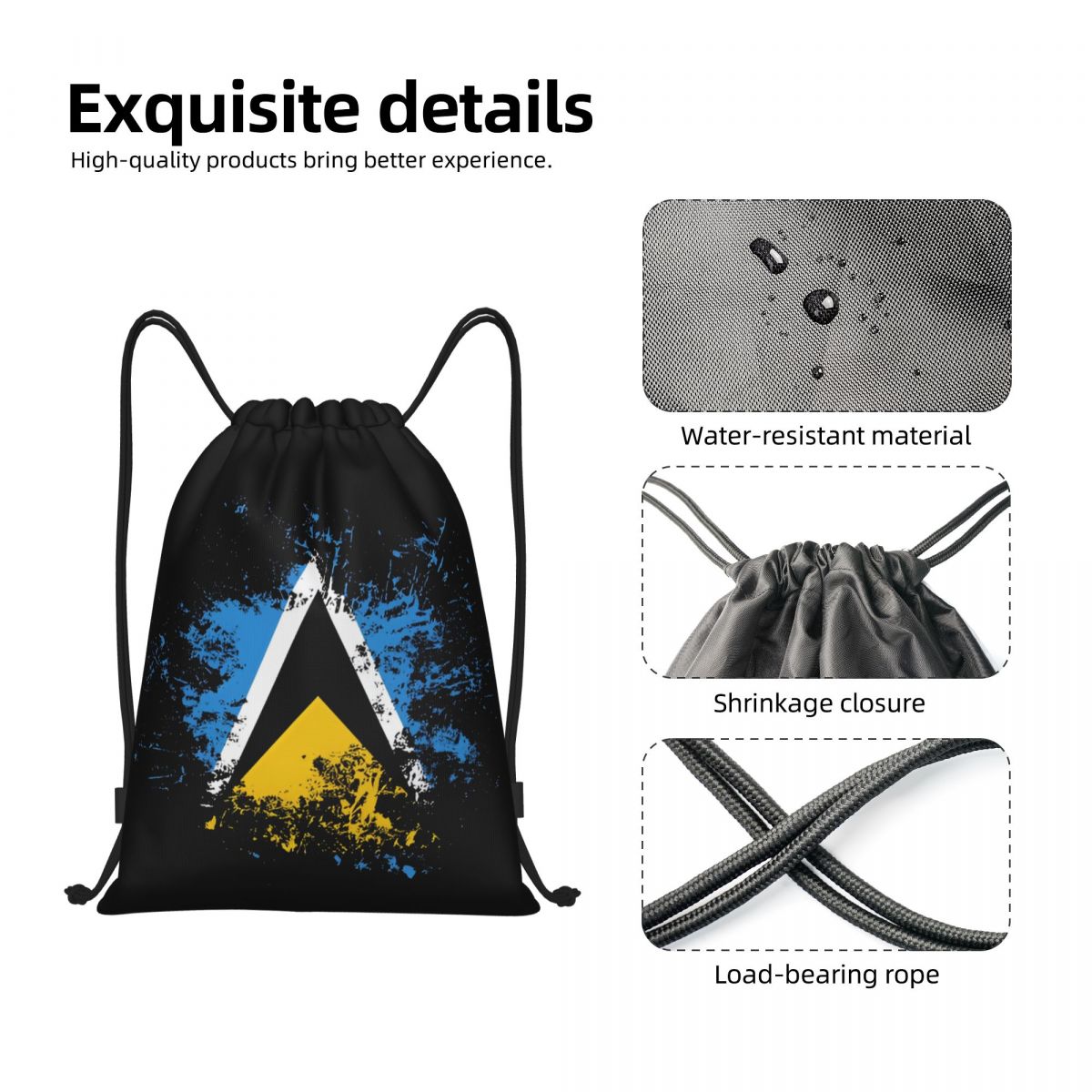 Saint Lucia ülke bayrağı sulub - Drawstring Gym Bag incelemesi ve fiyatı